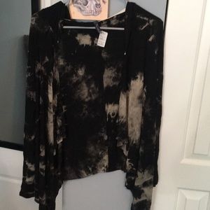 Tie dye black/grey hood cardigan